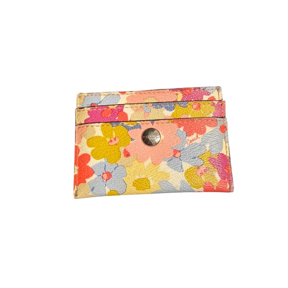 Coach Accessories - Coach Card Case Floral Cottagecore Womens OS Multi Color Leather Slim Wallet